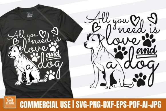 Love and a Dog SVG - Pet Dog Outline SVG
