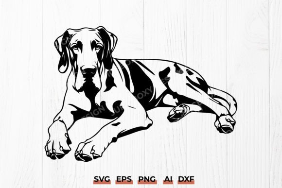 Lying Down Great Dane Dog SVG DXF PNG