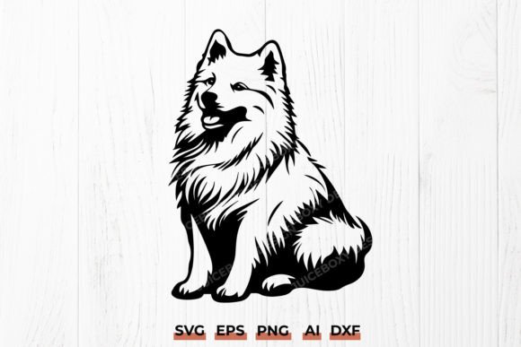 Samoyed Dog SVG Clipart - Sitting Design
