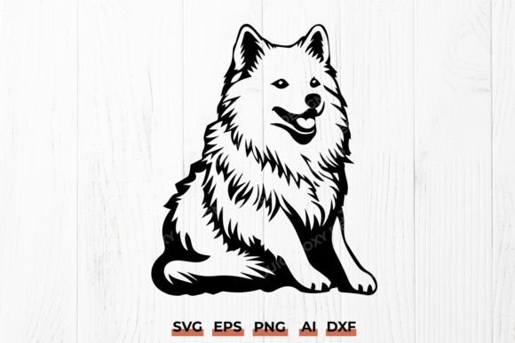Samoyed Dog SVG Clipart - Sitting Pet